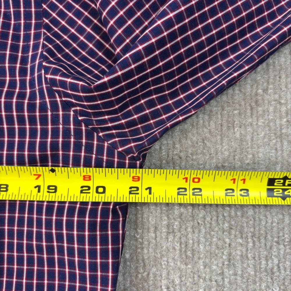 UNTUCKit Graach Slim Fit Navy Red Checkered Button Down Shirt‎ Men's Size Medium - Picture 6 of 8